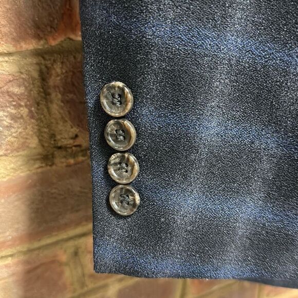 Jean Paul Germain Men’s Blue & Black Check Wool Blend Blazer Size 46R - Picture 3 of 7